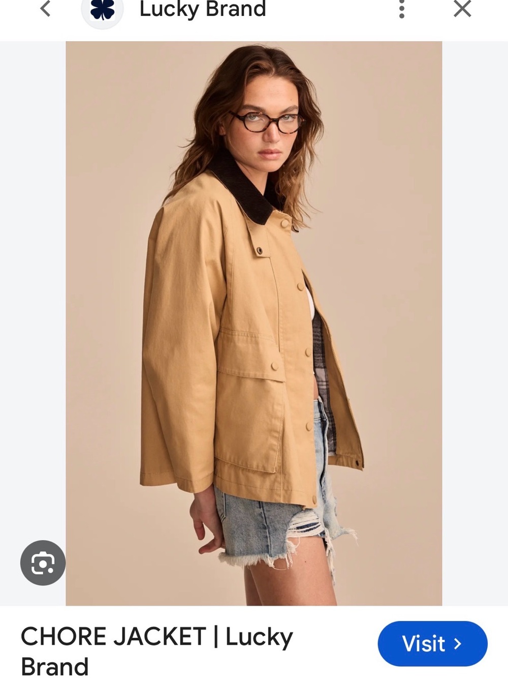 Lucky Brand Tan Corduroy Jacket with Brown Collar workwear jacket